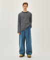 Marithé François Girbaud New M Low-Waist Tuck Wide Denim Pants Blue