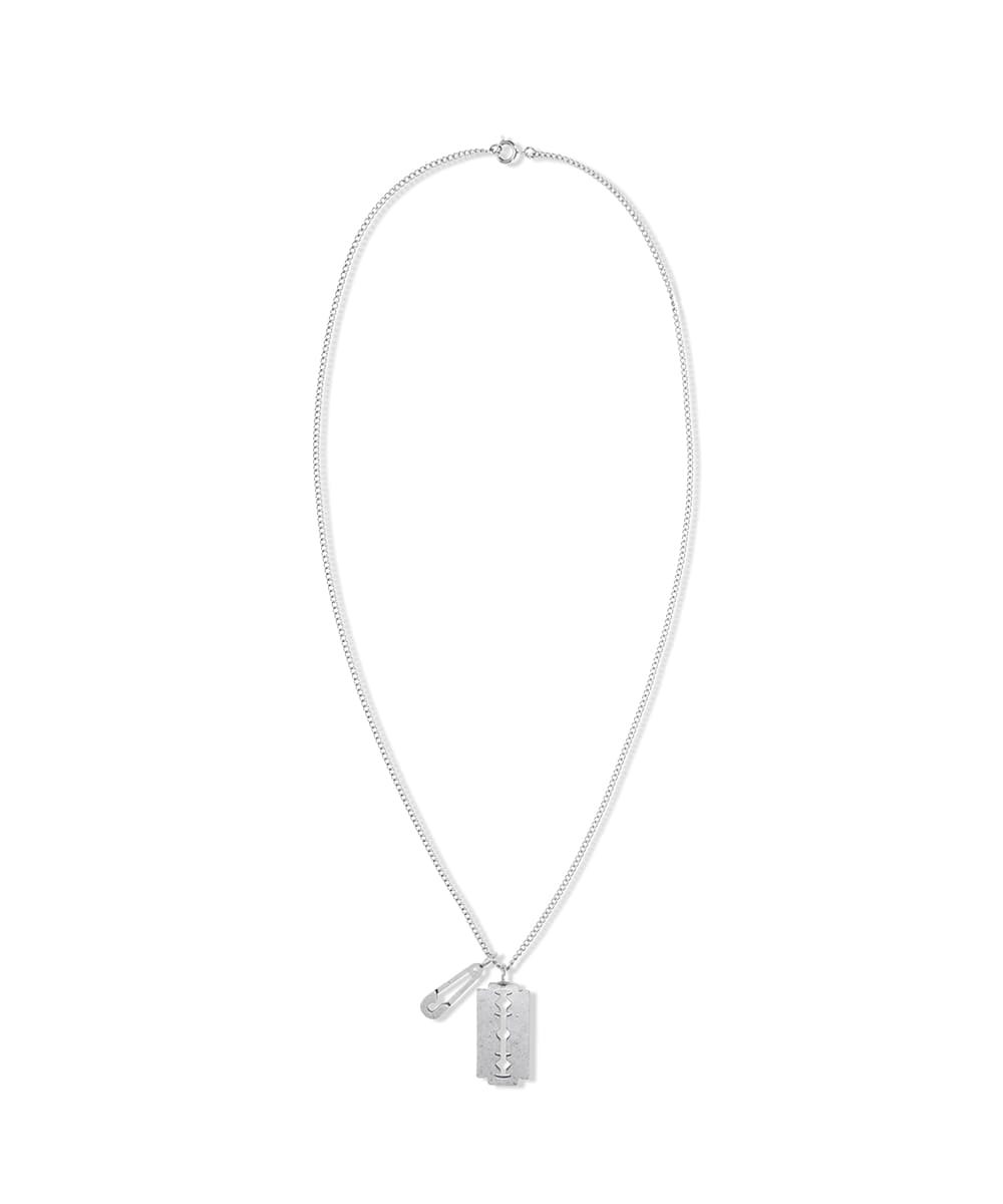 Mahagrid Blade Safety Pin Necklace Silver