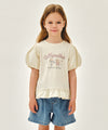 Marithé François Girbaud Kids Balloon Sleeve Peplum Tee in Cream