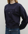 Marithé François Girbaud W Raw Edge Applique Logo Crop Sweatshirt Navy