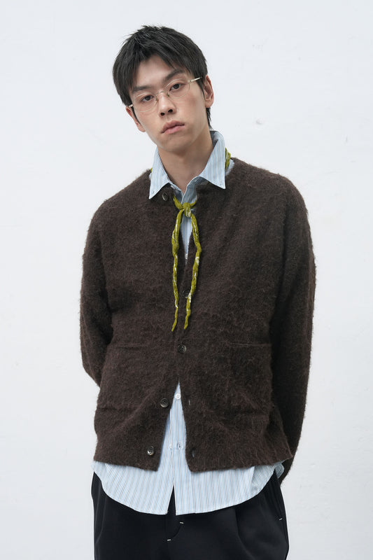 General Idea UNISEX Hairy Knit Pocket Cardigan