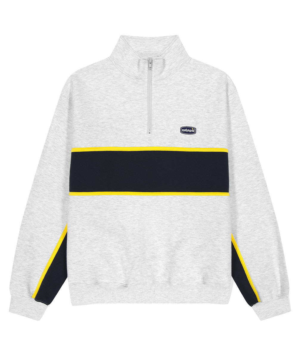 Mahagrid Dot Logo Embroidery Half Zip-Up [Light Grey]