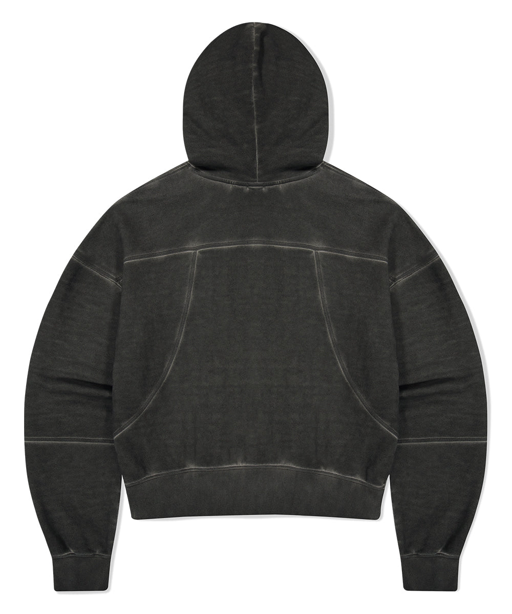 Mahagrid Dyed Curved Seam Crop Hoodie