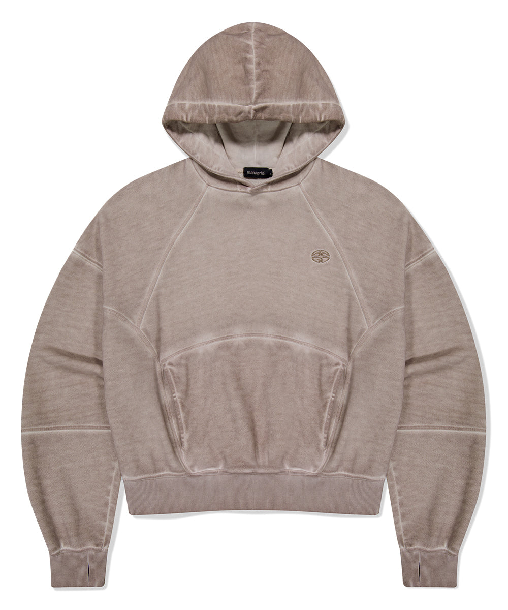 Mahagrid Dyed Curved Seam Crop Hoodie