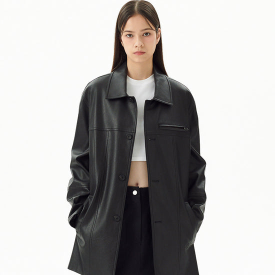 Mahagrid Faux Leather Car Coat