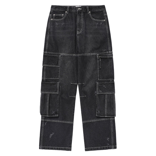 Cavish Washed Denim Cargo Pants