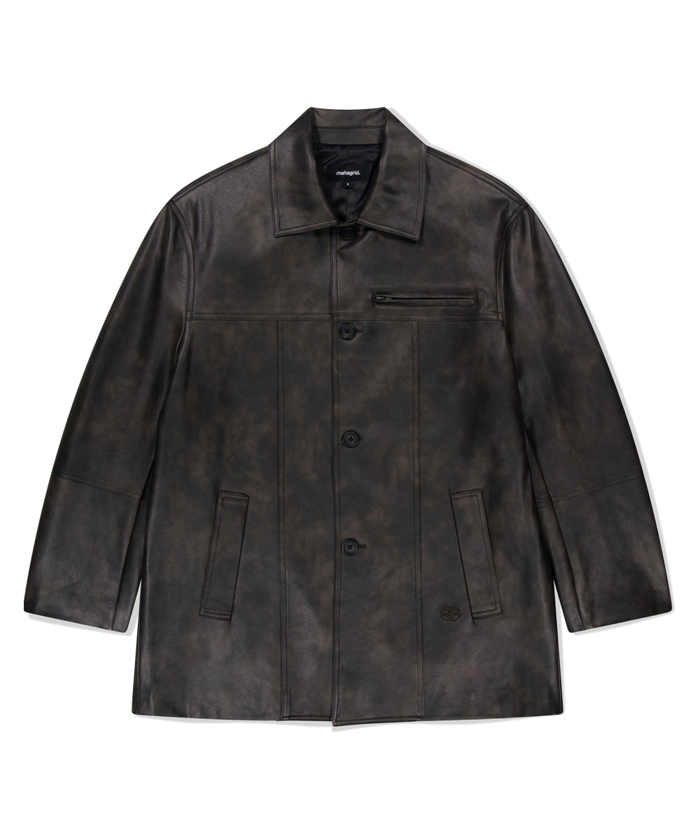 Mahagrid Faux Leather Car Coat