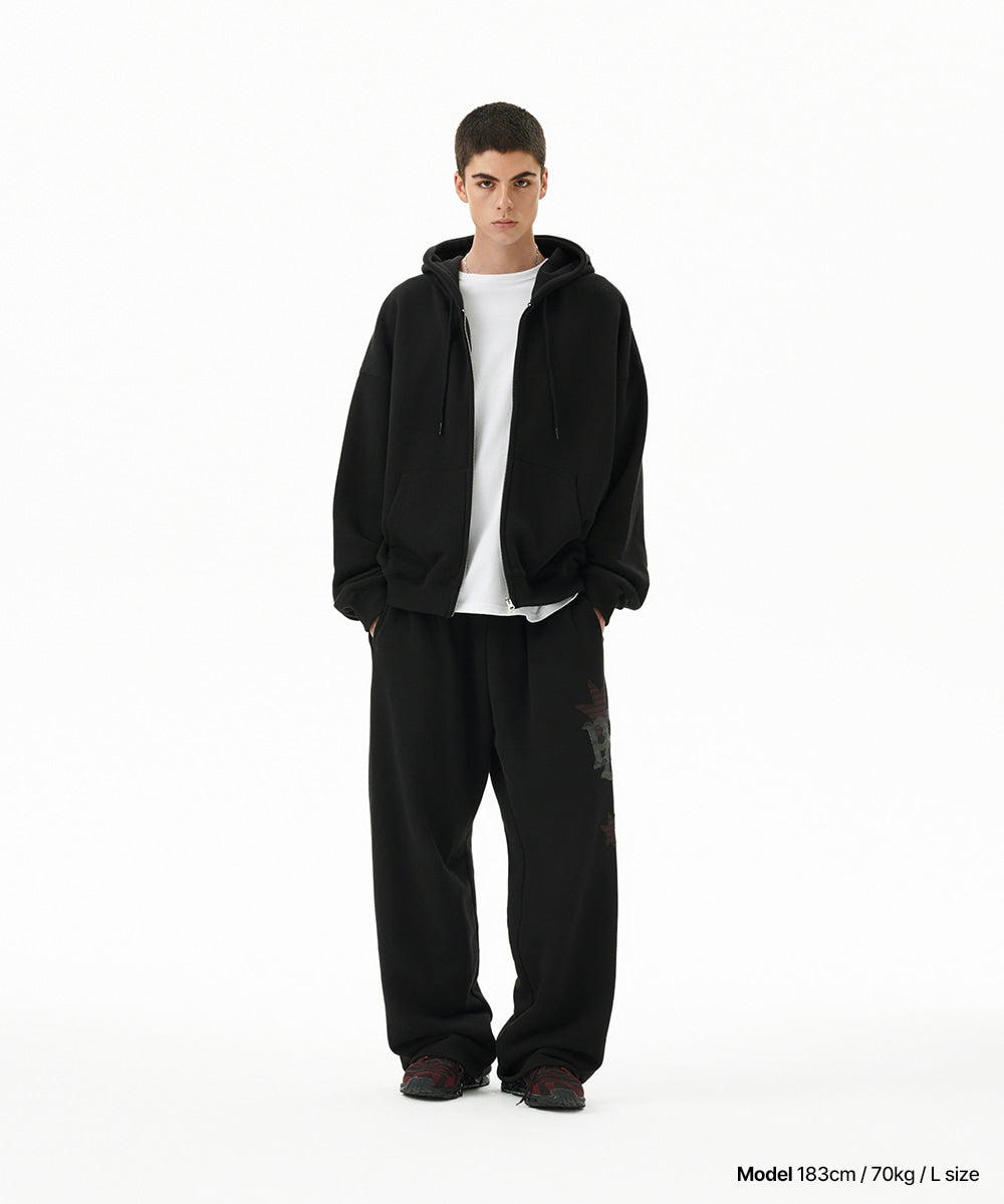 Mahagrid Pray Applique Zip Up Hoodie