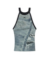 Mahagrid Denim Printed Halter Knit
