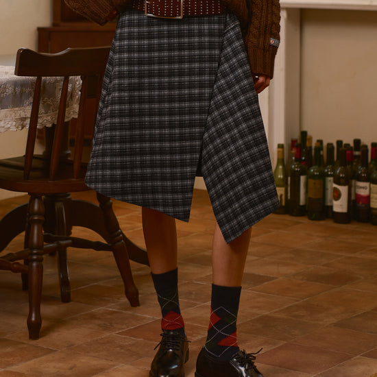 Bitter Cells Jane Check Wrap Skirt