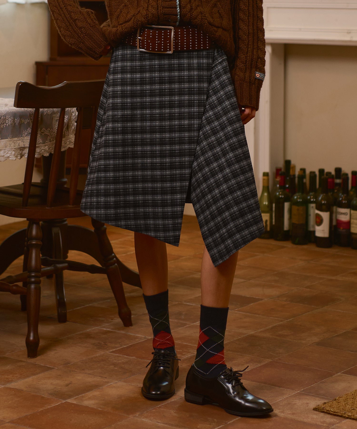 Bitter Cells Jane Check Wrap Skirt