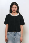 General Idea WOMAN Flower Appliqué Cotton Cardigan