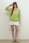 General Idea Woman Sheer Hood Knit Pullover