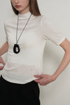 General Idea WOMAN Acetate Mock Neck Short Sleeve T-Shirt