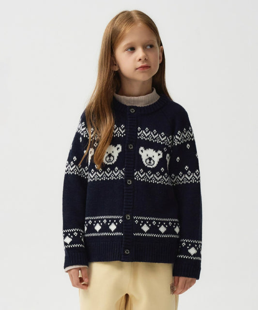 Marithé François Girbaud Enfant Bear Graphic Knit Cardigan