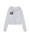 AEAE Dot Small Letter Crop Hood Zip Up
