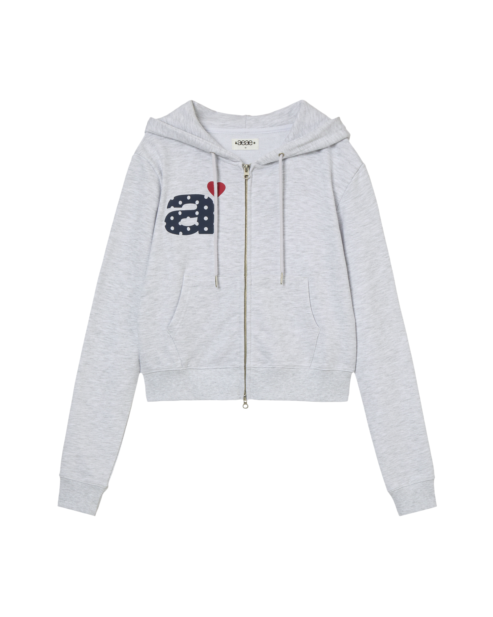 AEAE Dot Small Letter Crop Hood Zip Up