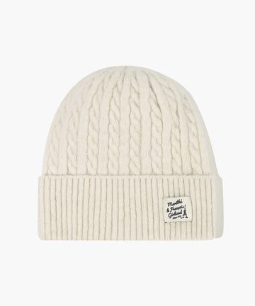 Marithé François Girbaud Kids Cable Knit Beanie in Ivory