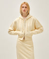 Marithé François Girbaud W CLASSIC LOGO CROP HOODIE ZIPUP butter