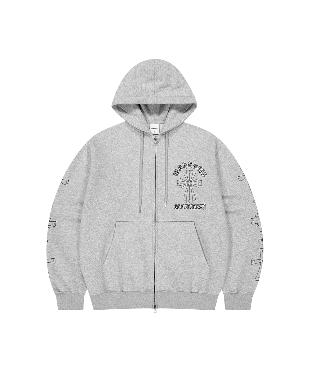 Mahagrid Cross Stud Hood Zip Up