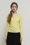 General Idea WOMAN Airy Crew Neck Pin Tuck T-Shirt [LIGHT GREY]