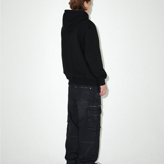 Mahagrid Washed Zip Cargo Denim Pant [Black]