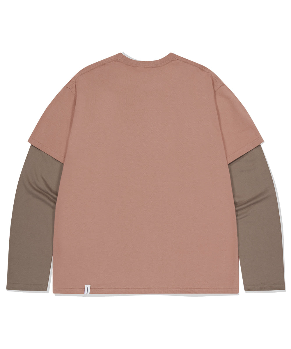 Mahagrid Symbol Layered Long Sleeve Tee Brown