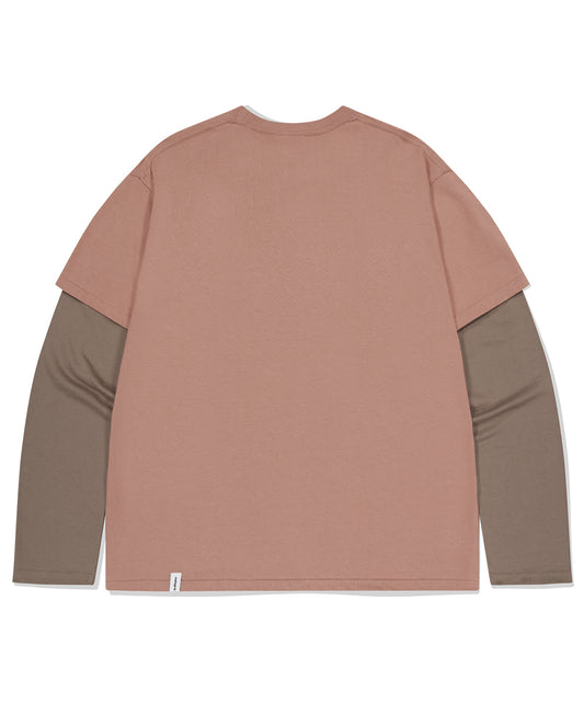 Mahagrid Symbol Layered Long Sleeve Tee Brown