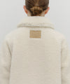 Marithé François Girbaud Women's Mid-Length Shearling Fur Coat in Ivory