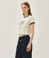 Marithé François Girbaud W CLASSIC LOGO APPLIQUE RINGER CROP TEE ivory