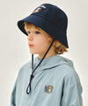 Marithé François Girbaud Kids Bear Embroidery Round Bucket Hat Light Blue