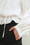 General Idea WOMAN Ruffle Neck Crop Lace Blouse