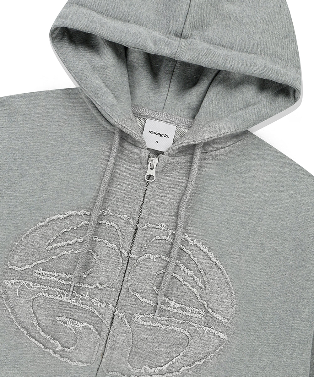 Mahagrid ECLIPSE RAW CUT ZIP UP HOODIE