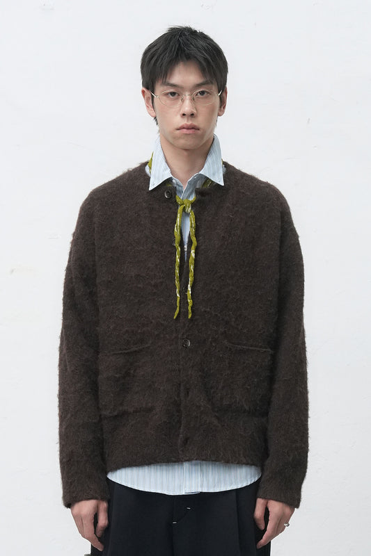 General Idea UNISEX Hairy Knit Pocket Cardigan