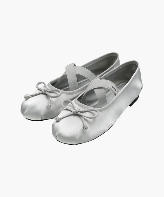 Marithé François Girbaud Women's Cross Banding Ribbon Flat Shoes in Silver