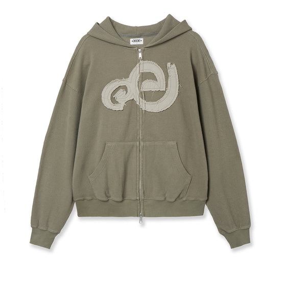 AEAE WAFFLE HOOD ZIP-UP [KHAKI]