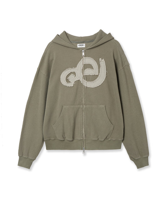 AEAE WAFFLE HOOD ZIP-UP [KHAKI]