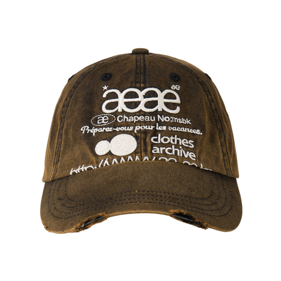 AEAE Web Logo Damaged Cap Dark Brown