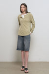 General Idea WOMAN Loose Fit Henley Neck T-Shirt