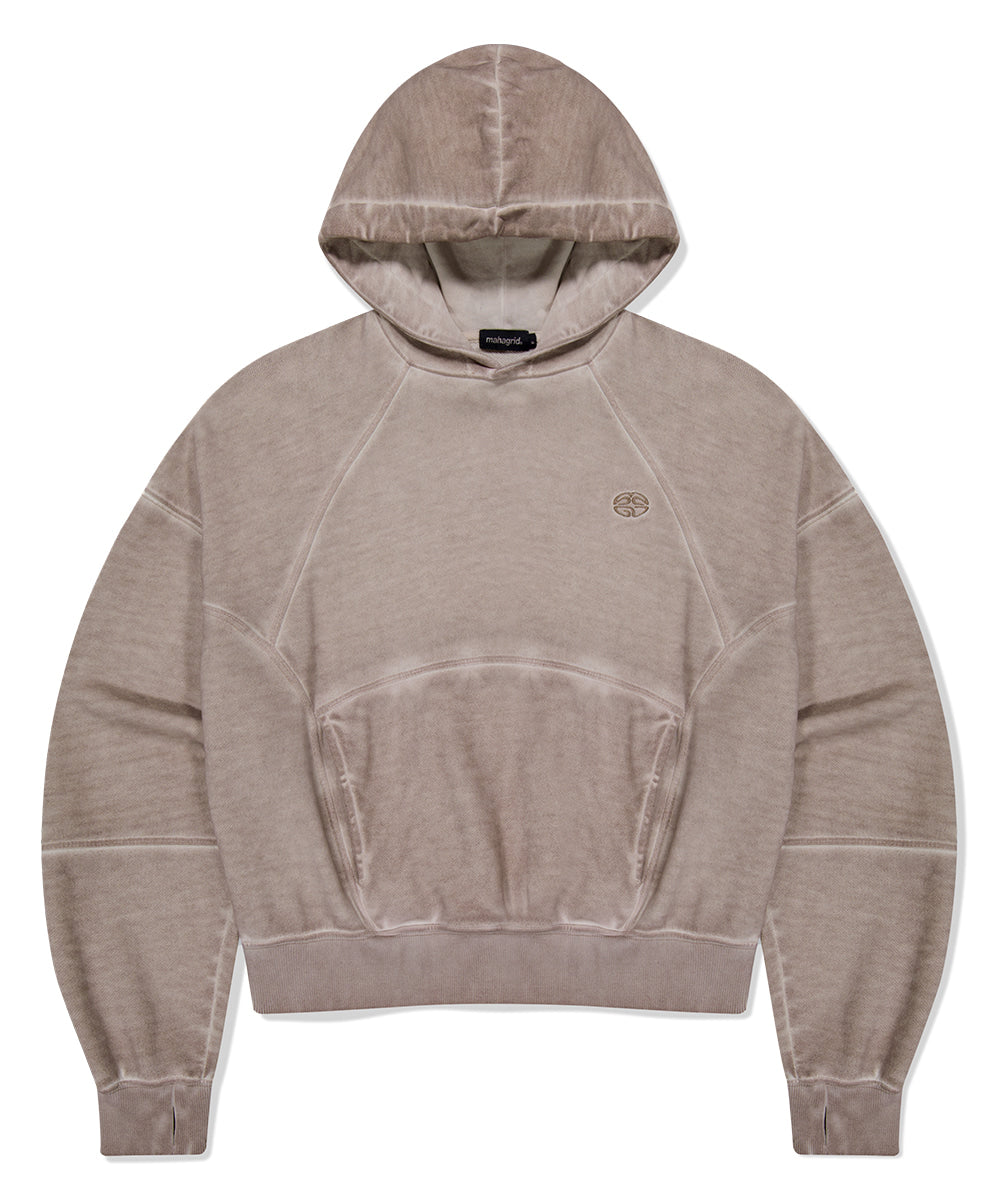 Mahagrid Dyed Curved Seam Crop Hoodie