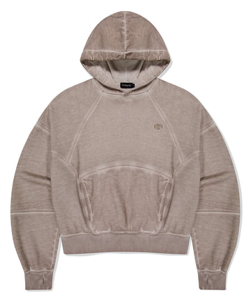 Mahagrid Dyed Curved Seam Crop Hoodie
