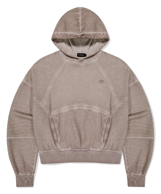 Mahagrid Dyed Curved Seam Crop Hoodie