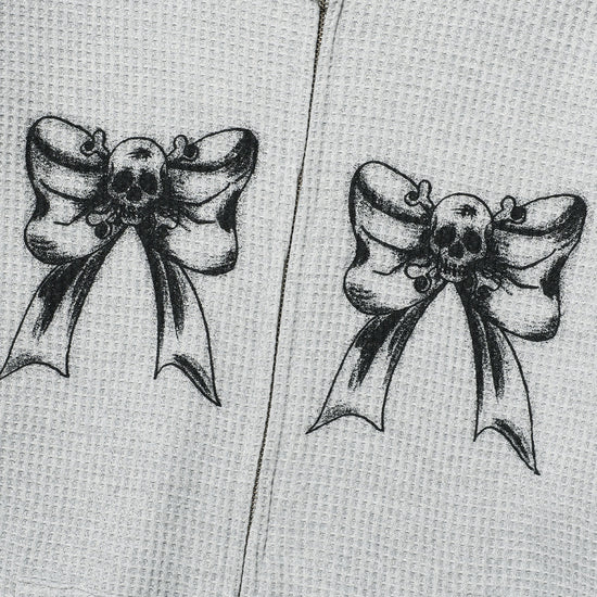 Nice Ghost Club Skull Ribbon Waffle Hoodie Zip Up [Grey]