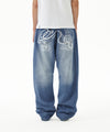Mahagrid Back Logo Washed Denim Pants [Blue]