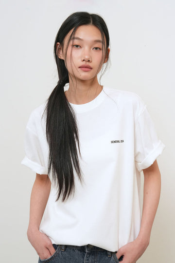 General Idea UNISEX Temperature Cut Cooling Logo Short Sleeve T-Shirt [WHITE]
