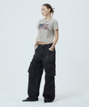 Mahagrid Washed Flag Crop Tee in Beige