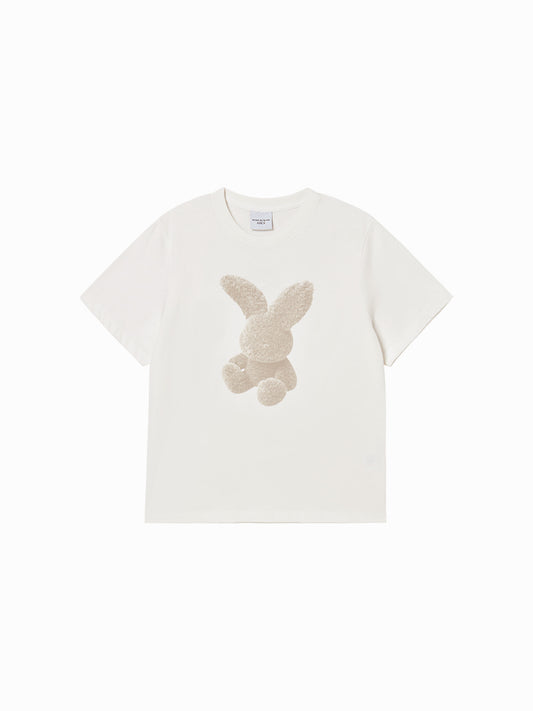 ADLV Woman Fuzzy Rabbit Short Sleeve T-Shirt