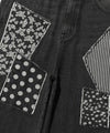 Nice Ghost Club Pattern Patchwork Wide Denim Pants