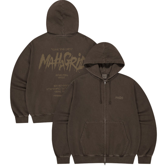 Mahagrid Slash Logo Pigment Zip Up Hoodie
