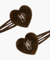 Marithé François Girbaud Kids W Fur Heart Hair Pin 2-Pack Brown